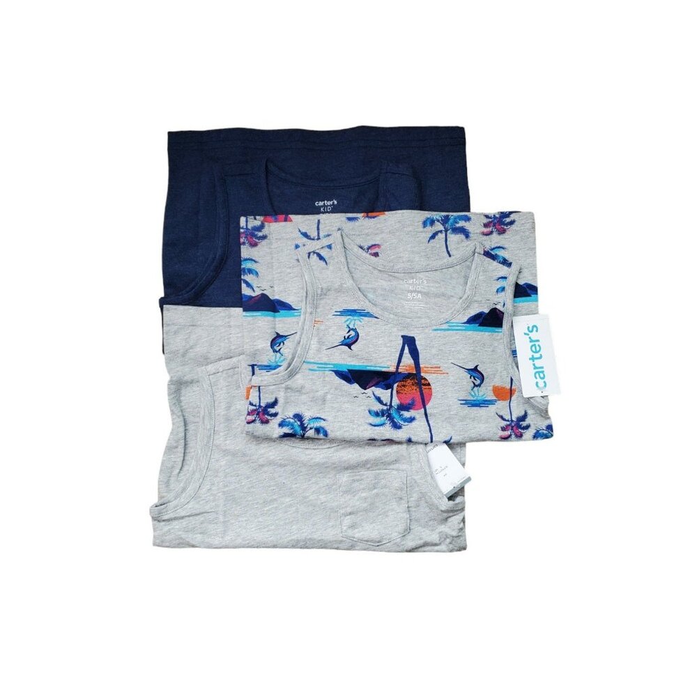 NEW Boys Carter's Set of 3 Sleeves Tank Top Shirts Size 5